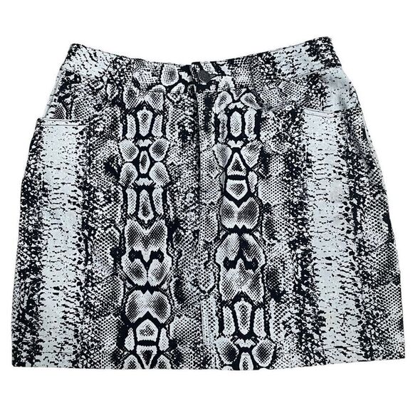Urban Outfitters Motel Women’s Small Black Grey Snakeskin Print Mini Skirt - Picture 1 of 9
